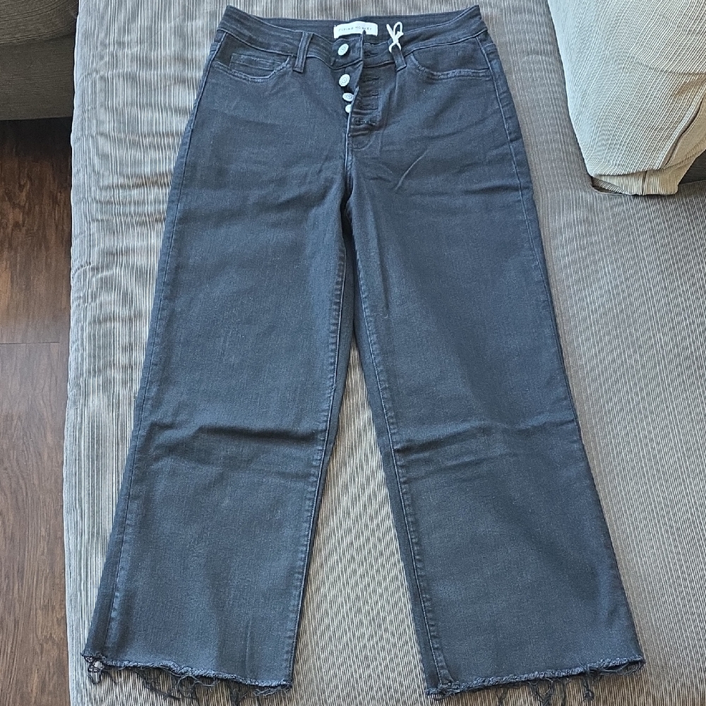 Flying Monkey Black High Rise Wide Leg Cropped Jeans